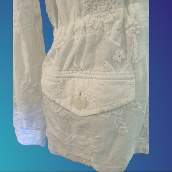 J JILL lightweight linen & cotton eyelet jacket, Sz S - Picture 6 of 10